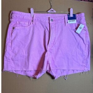 Old‎ Navy Mid Rise Cutoff Denim Shorts Pink Size 18 Raw Hem